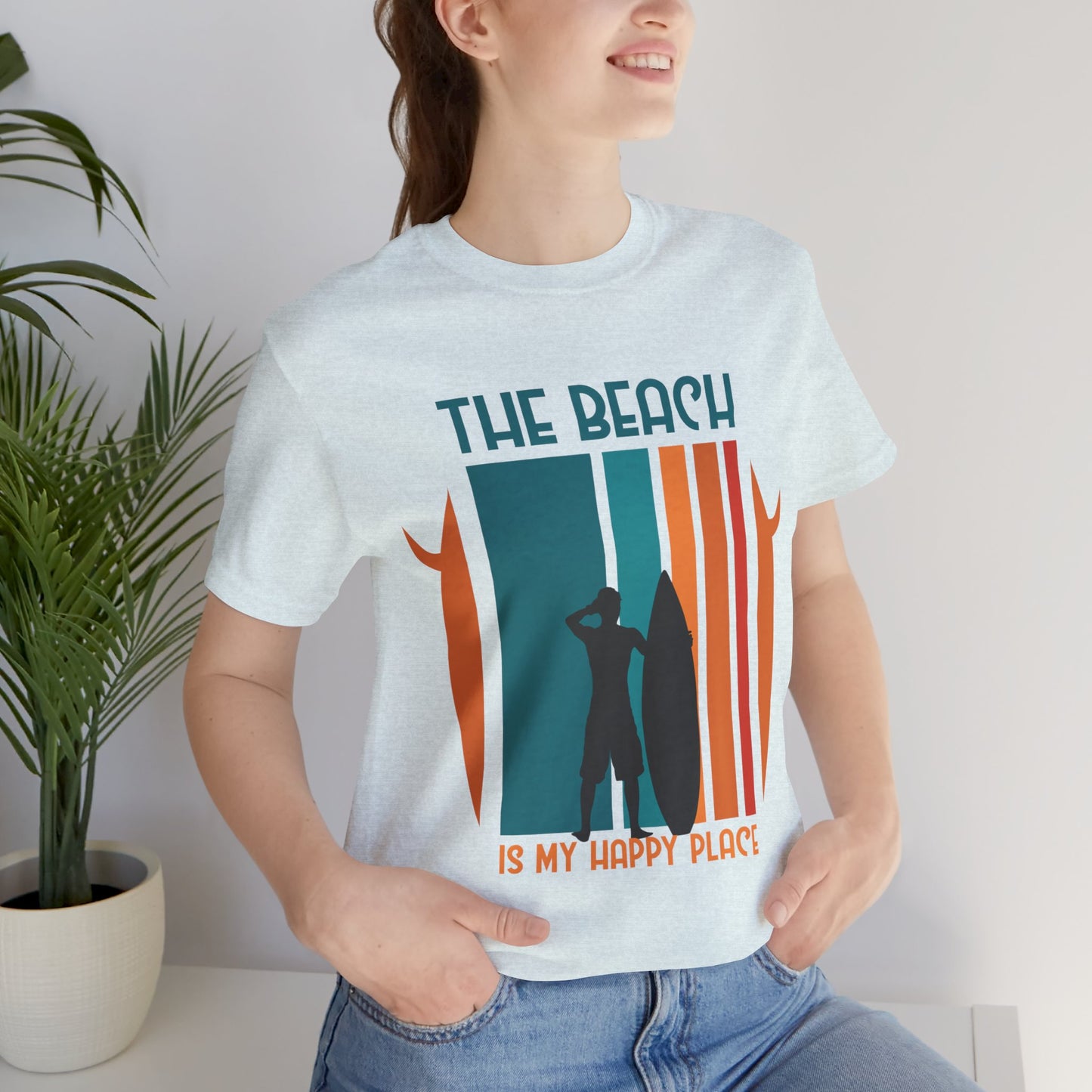 The Beach Is My Happy Place - Unisex Jersey Short Sleeve Tee