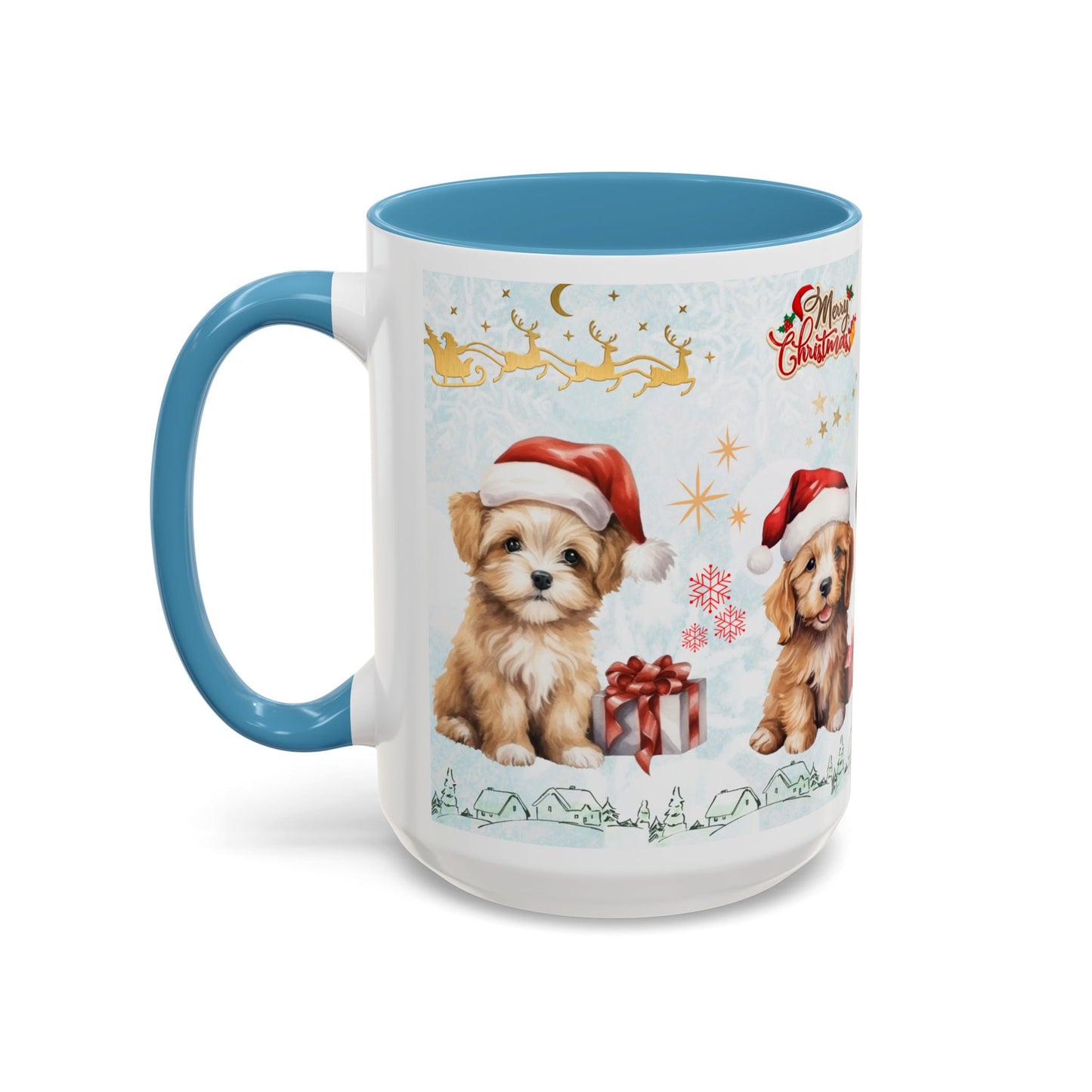 Merry Christmas, Puppies - Accent Coffee Mug (11, 15oz)