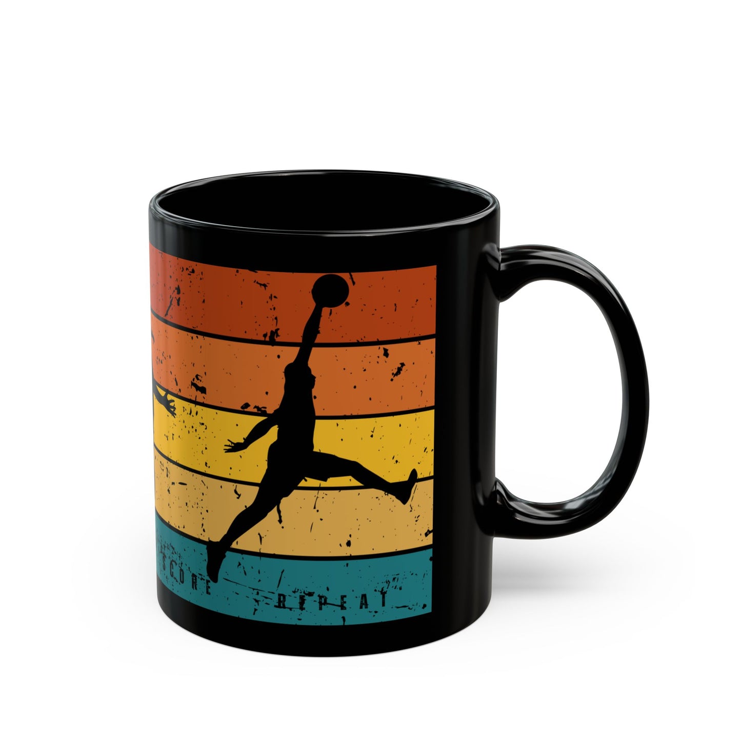 Dribble, Shoot, Score, Repeat - Black Mug (11oz, 15oz) - 10223