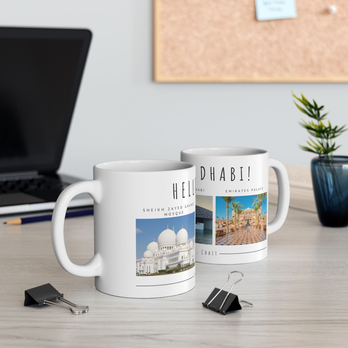 Hello Abu Dhabi! Ceramic Mug - 11oz & 15oz Coffee Cup with Scenic Design - 12097
