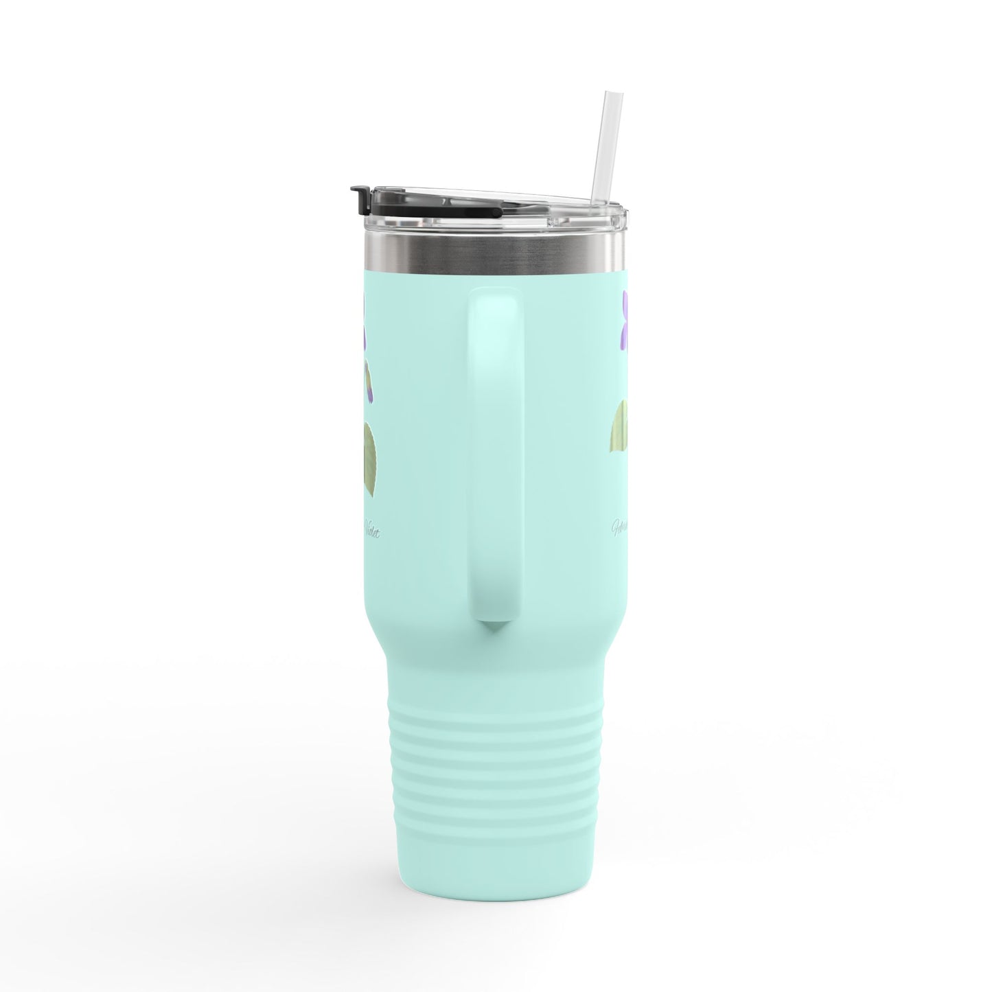 Violet (Single) Floral Tumbler – February Birth Flower Gift | 40oz Insulated Travel Mug, Customizable — 14698