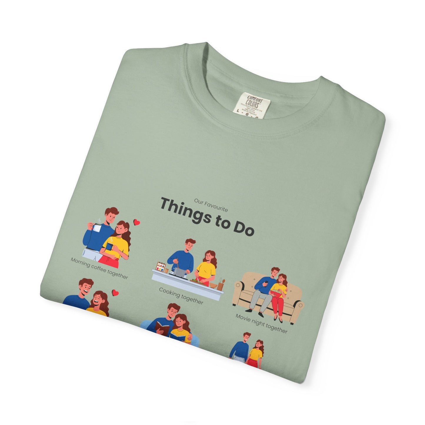 Our Favourite Things to Do Together – Personalised Valentine’s Illustration T-Shirt Gift - 14722