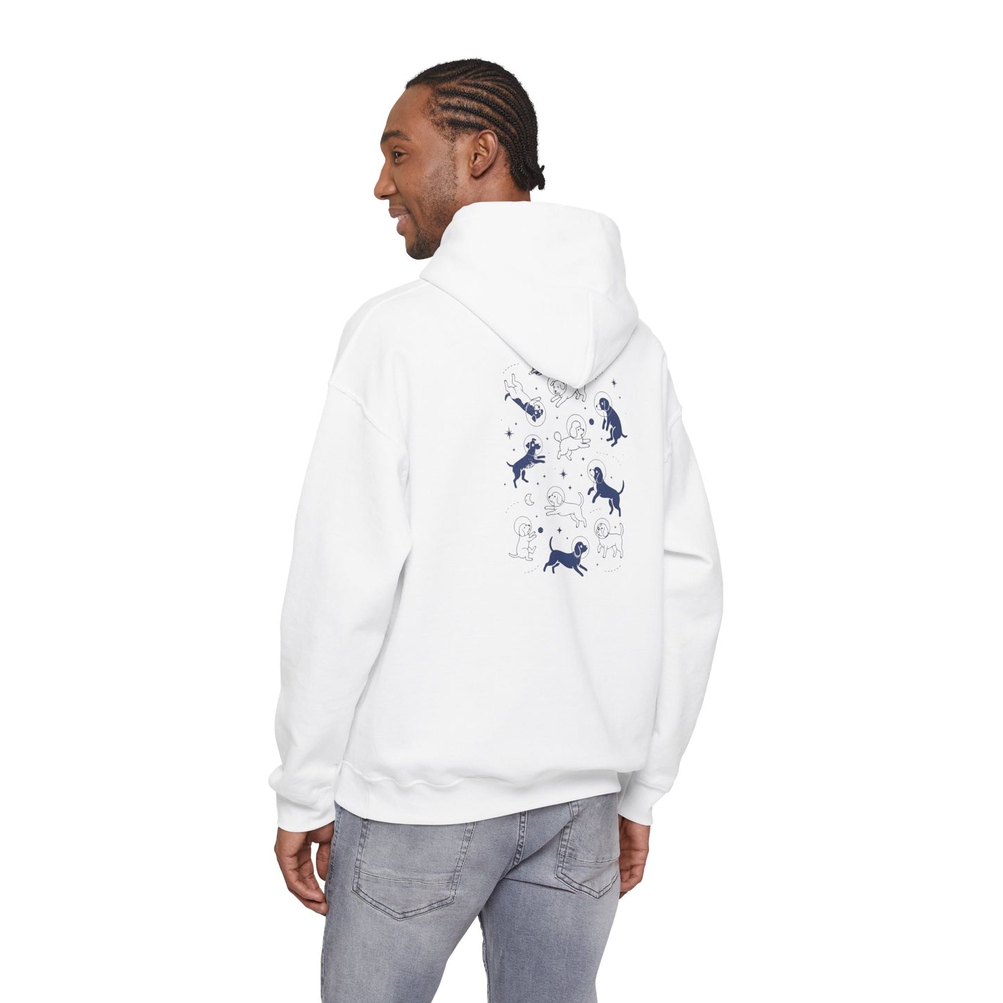 Dog in Space Hoodie – Space Puppy Graphic Hooded Sweatshirt, Unisex Heavy Blend™ - 14679