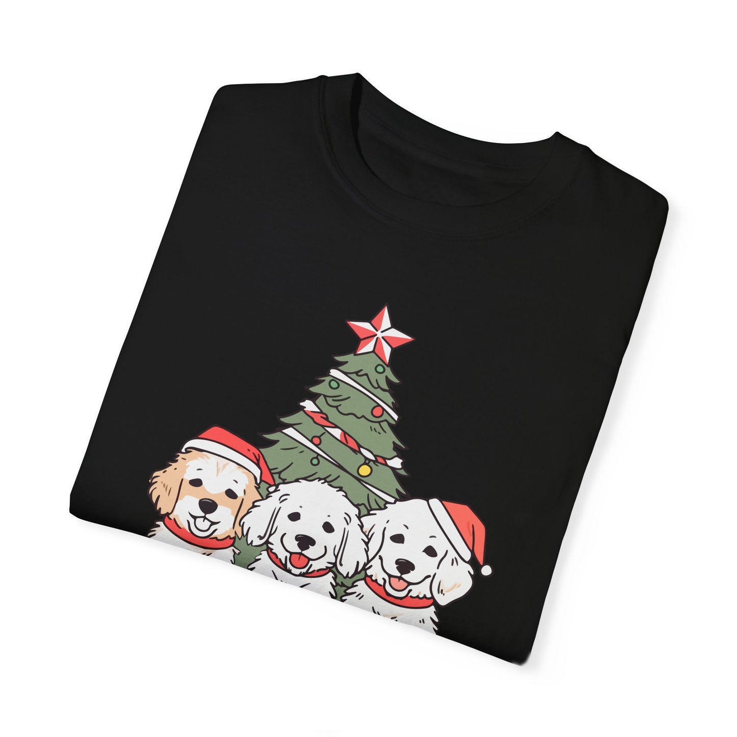 Puppies, Merry Christmas - Unisex Garment-Dyed T-shirt - 10280