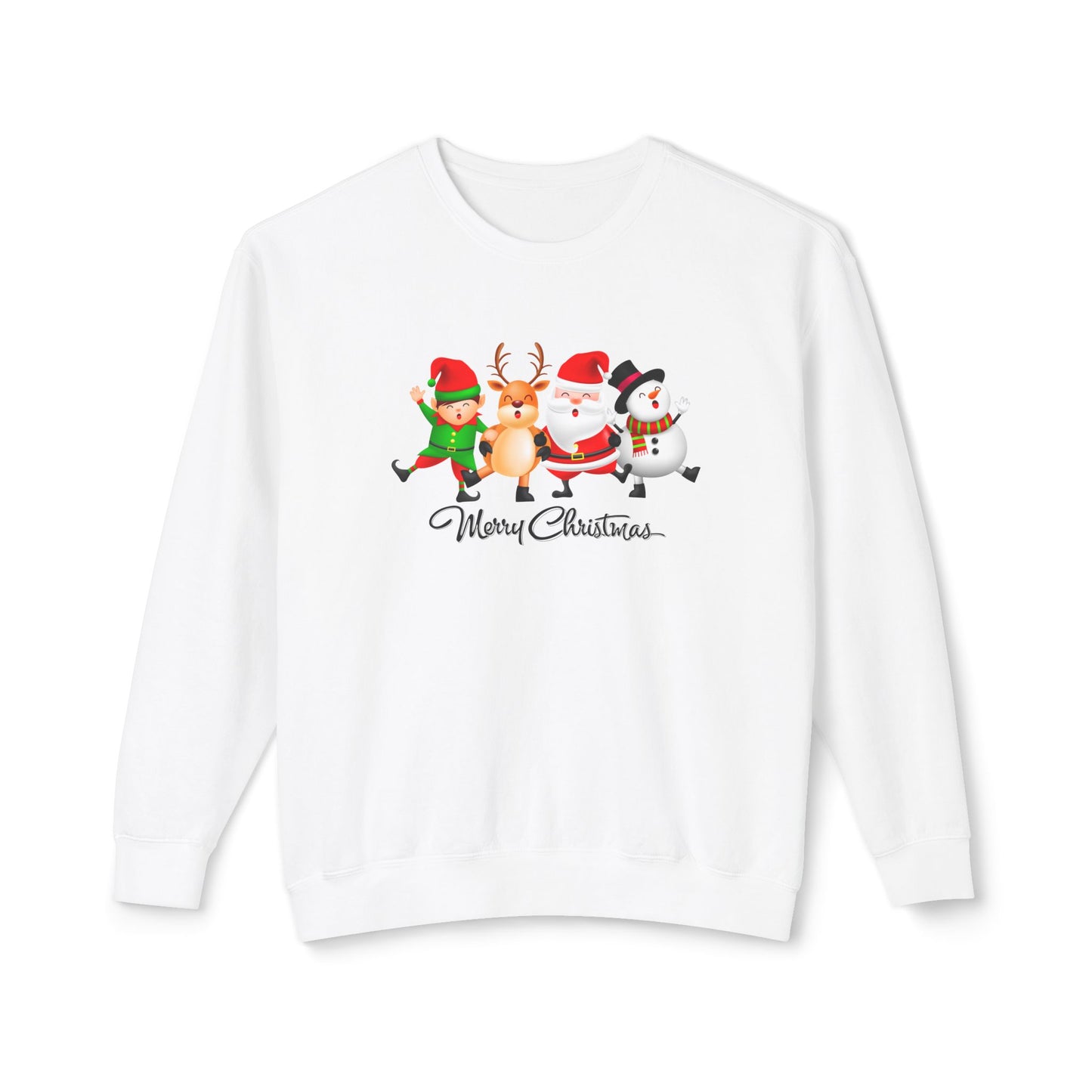 Santa, Snowman, Reindeer & Elf - Unisex Lightweight Crewneck Sweatshirt - 10372