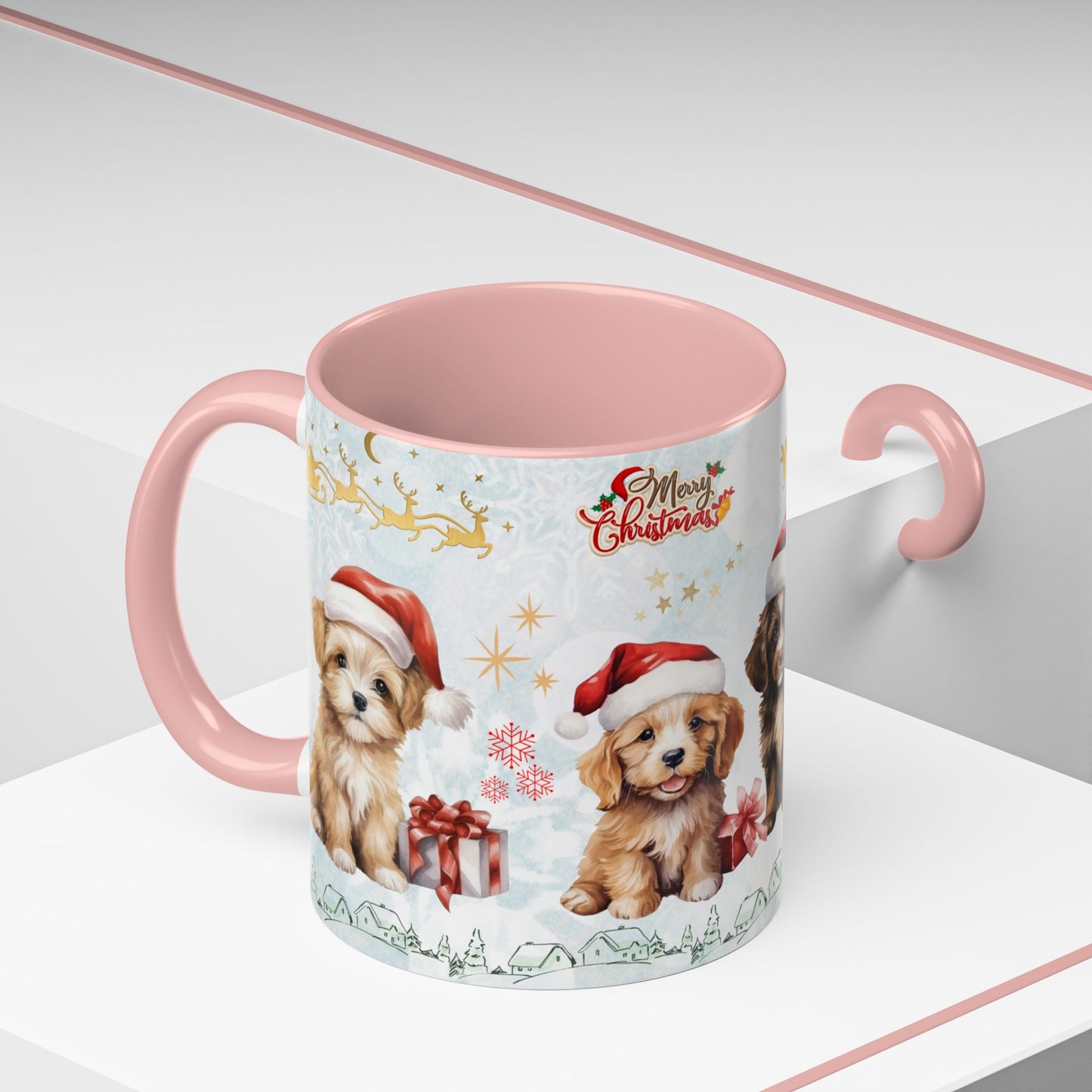 Merry Christmas, Puppies - Accent Coffee Mug (11, 15oz)