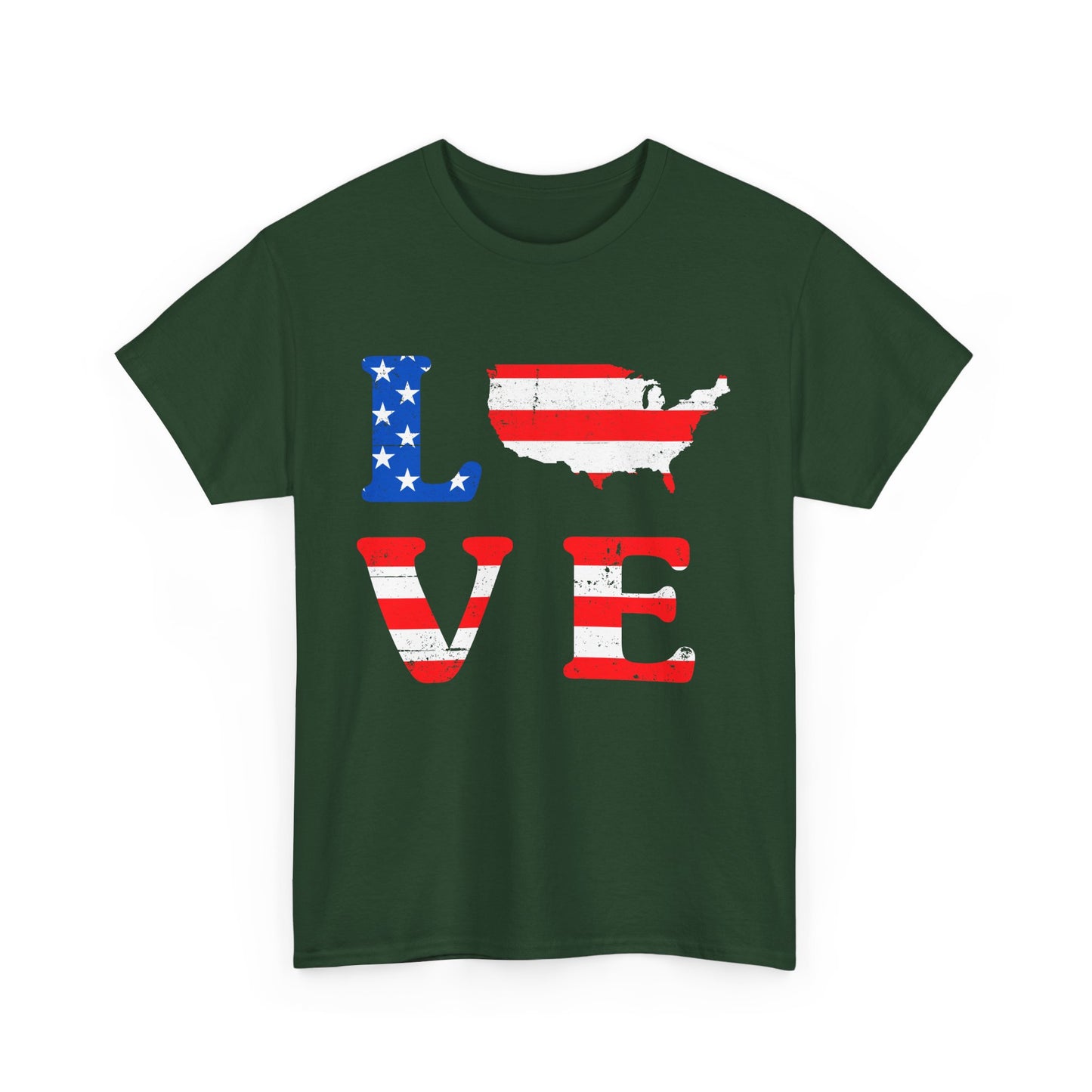 Patriotic Love Tee | Unisex Heavy Cotton T-Shirt, USA Love Shirt, 4th of July Gift, Casual Wear, Independence Day Apparel - 13696