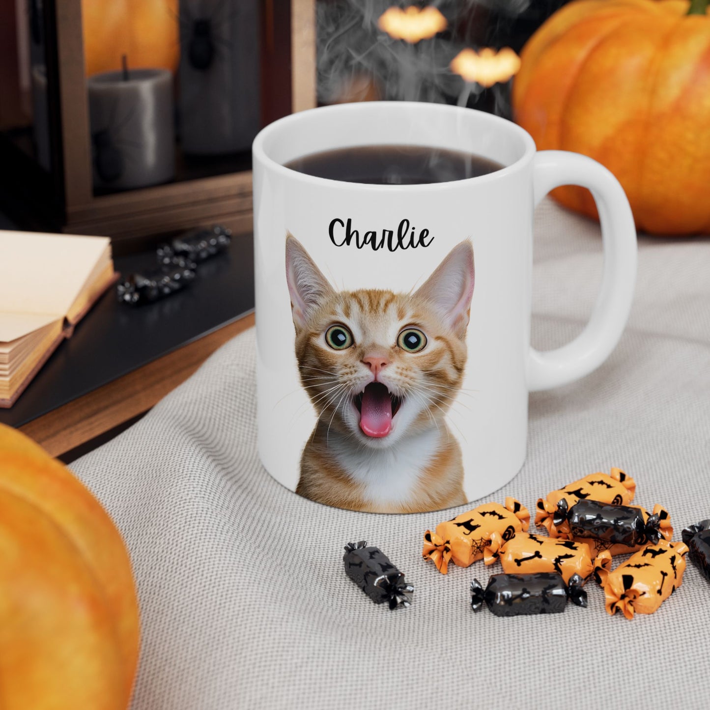 Cute Cat Ceramic Mug, Funny Pet Lover Gift, Cat Mom Coffee Cup, Animal Lover Mug, Personalized Drinkware - 14193