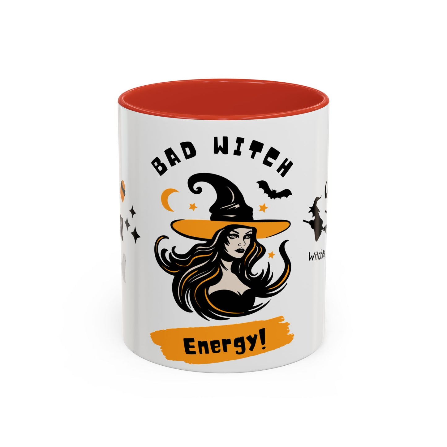 Bad Witch Energy - Accent Coffee Mug (11, 15oz) | 11 oz,11oz,15 oz,15oz,accent mug,Coffee Mugs,Halloween,Home & Living,Kitchen,Mugs,Spring Essentials,two tone,White base