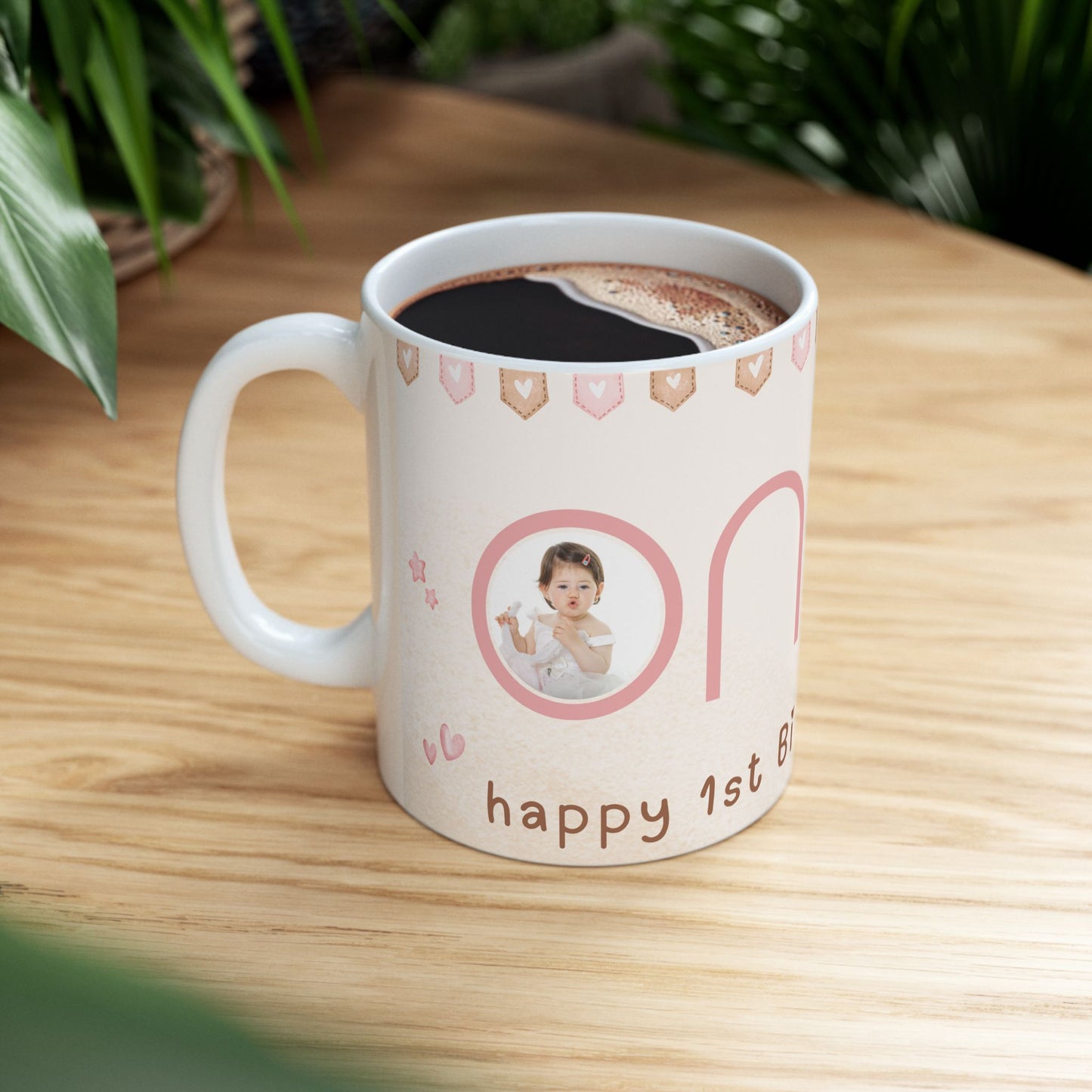 Cute Birthday Ceramic Mug, 1st Birthday Mug, Baby Shower Gift, Customizable Gift, Kids Mug - 13995