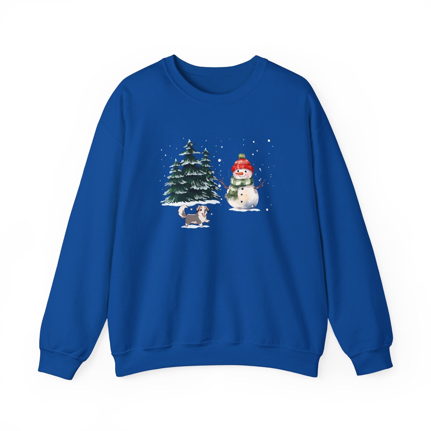 Winter Trees, Snowman, Puppy - Unisex Heavy Blend™ Crewneck Sweatshirt - 10260