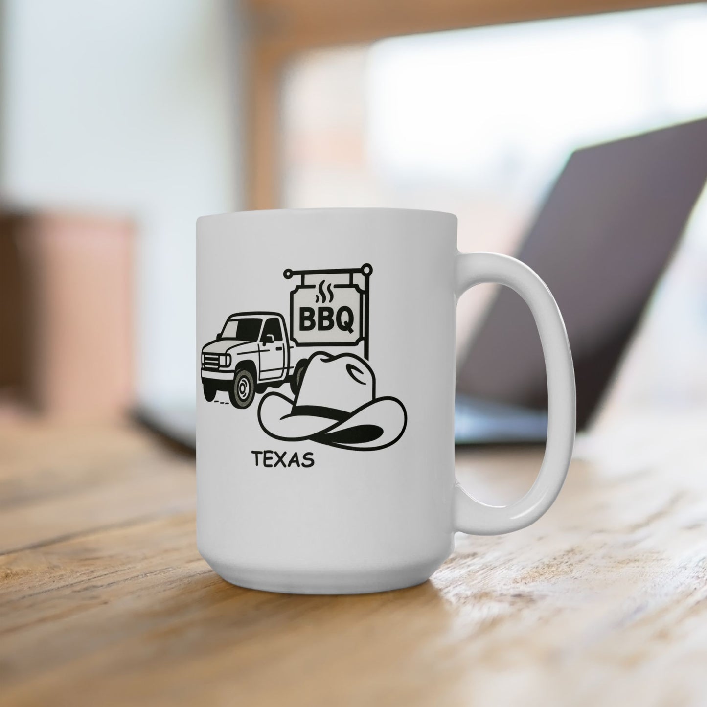 "Texas: Where you can't go 10 miles without seeing a pickup truck, BBQ joint, or a cowboy hat." Ceramic Mug – 12683