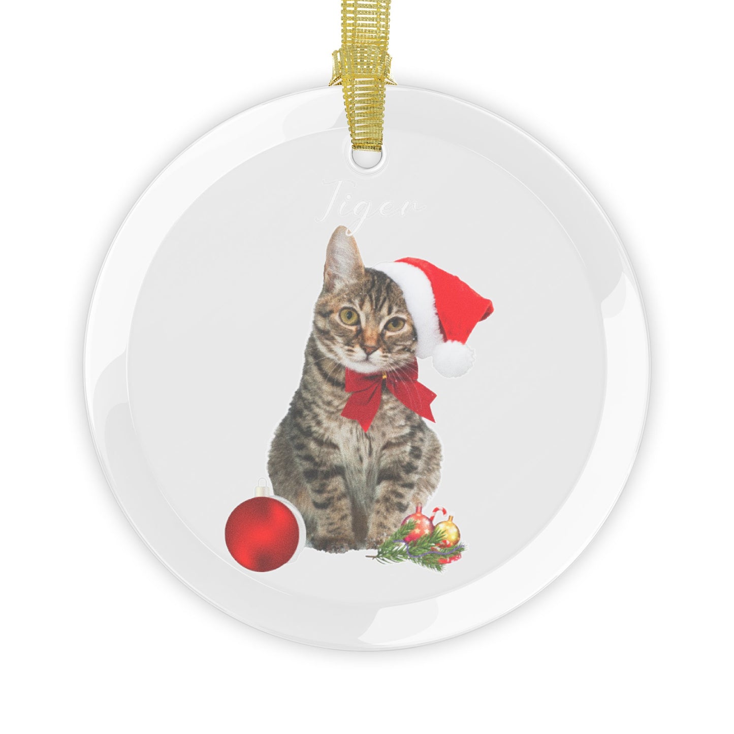 Tiger, Cat, Customizable - Glass Ornaments - 10247