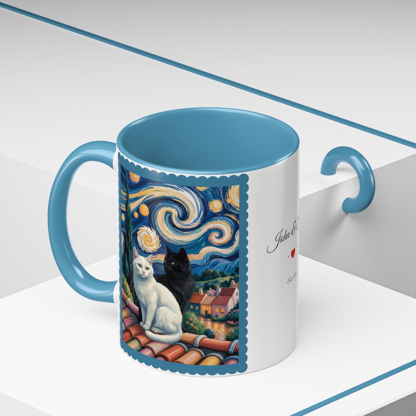 Van Gogh Inspired Cat Art Mug – Valentine’s Gift for Cat Lovers, 11oz / 15oz Coffee Mug - 14762