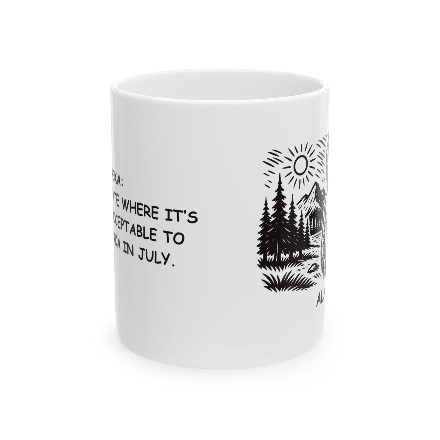 "Alaska: The only state where it’s perfectly acceptable to wear a parka in July." Ceramic Mug - 13021