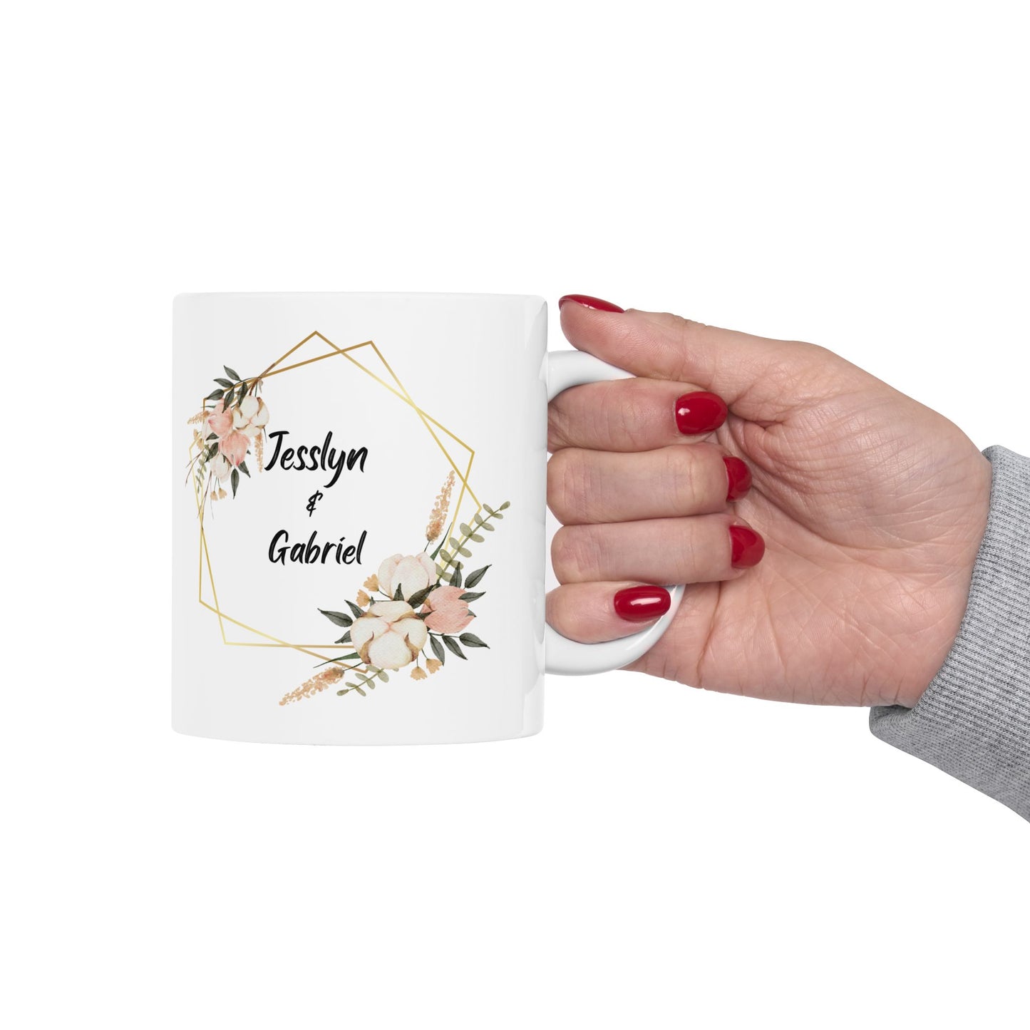 Wedding Rings, Details Customizable -  Ceramic Mug, (11oz, 15oz) - 11119