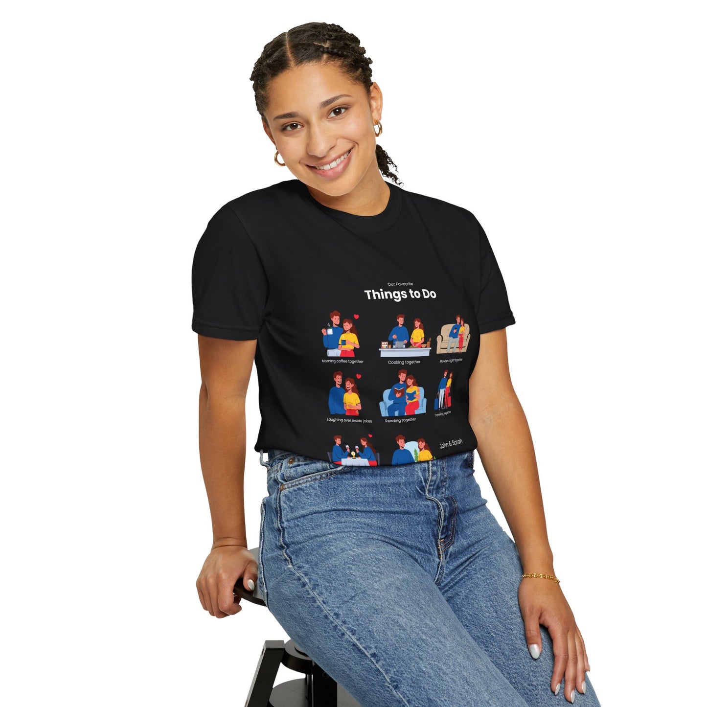 Our Favourite Things to Do Together – Personalised Valentine’s Illustration T-Shirt Gift - 14722