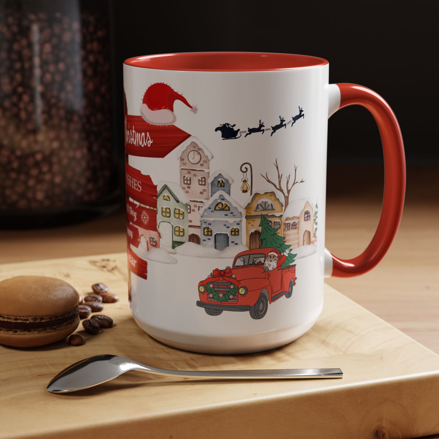 Merry Christmas - Accent Coffee Mug (11, 15oz)