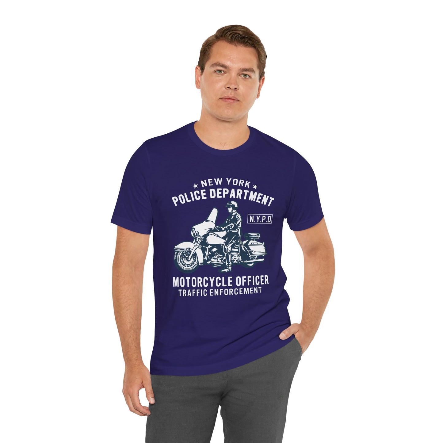 NY Police Department, Motorcycle Officer - Unisex Jersey Short Sleeve Tee - 13252