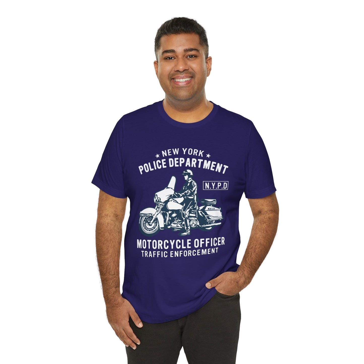 NY Police Department, Motorcycle Officer - Unisex Jersey Short Sleeve Tee - 13252