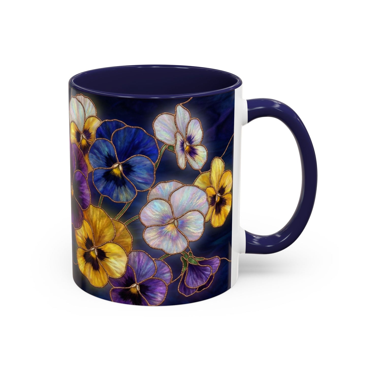 Pansy Floral Accent Coffee Mug — Stained Glass Design (11/15oz) - 14544
