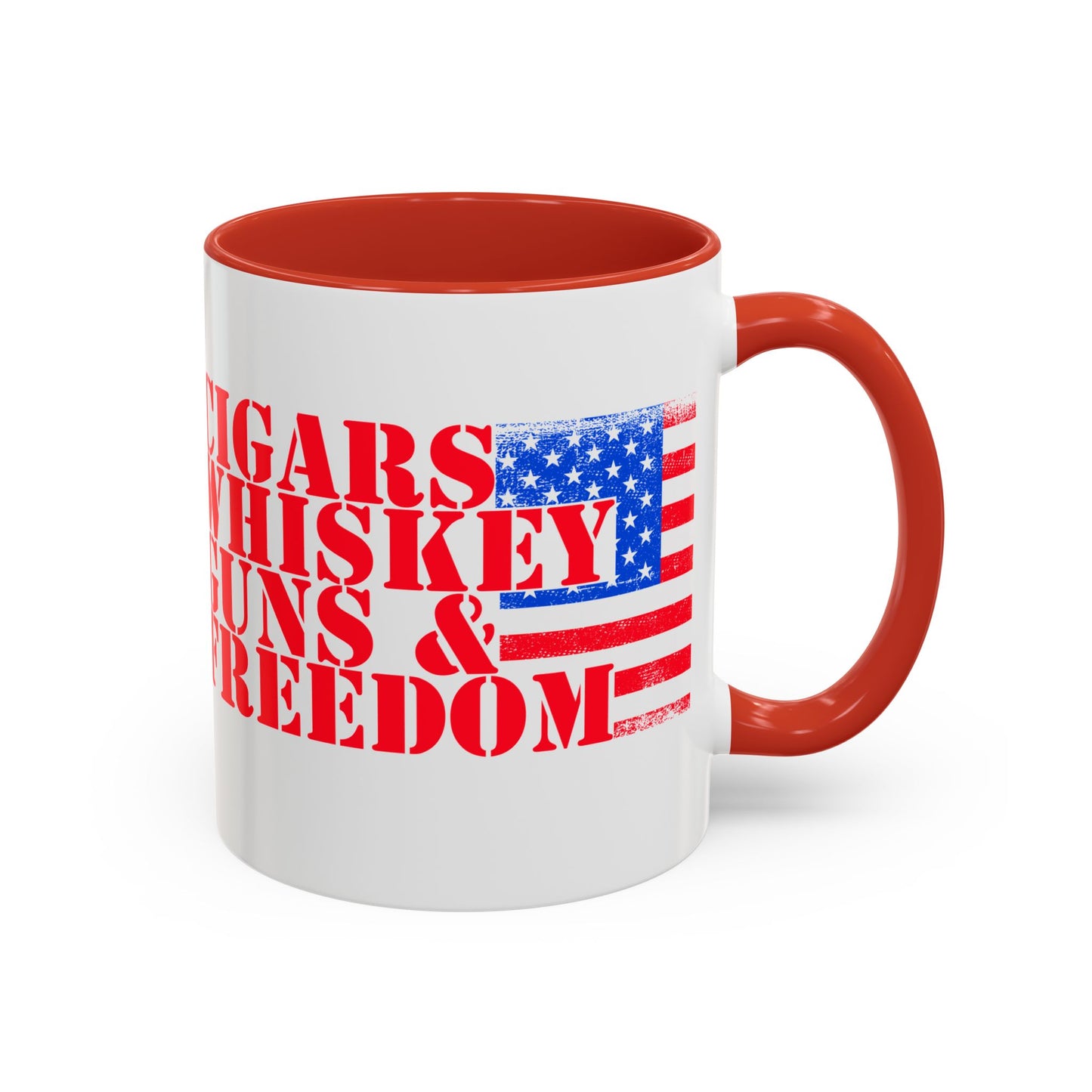 Patriotic Coffee Mug - Perfect Gift for Freedom Lovers, Funny Quote Mug, Americana Drinkware, Whiskey and Cigars Mug - 13891