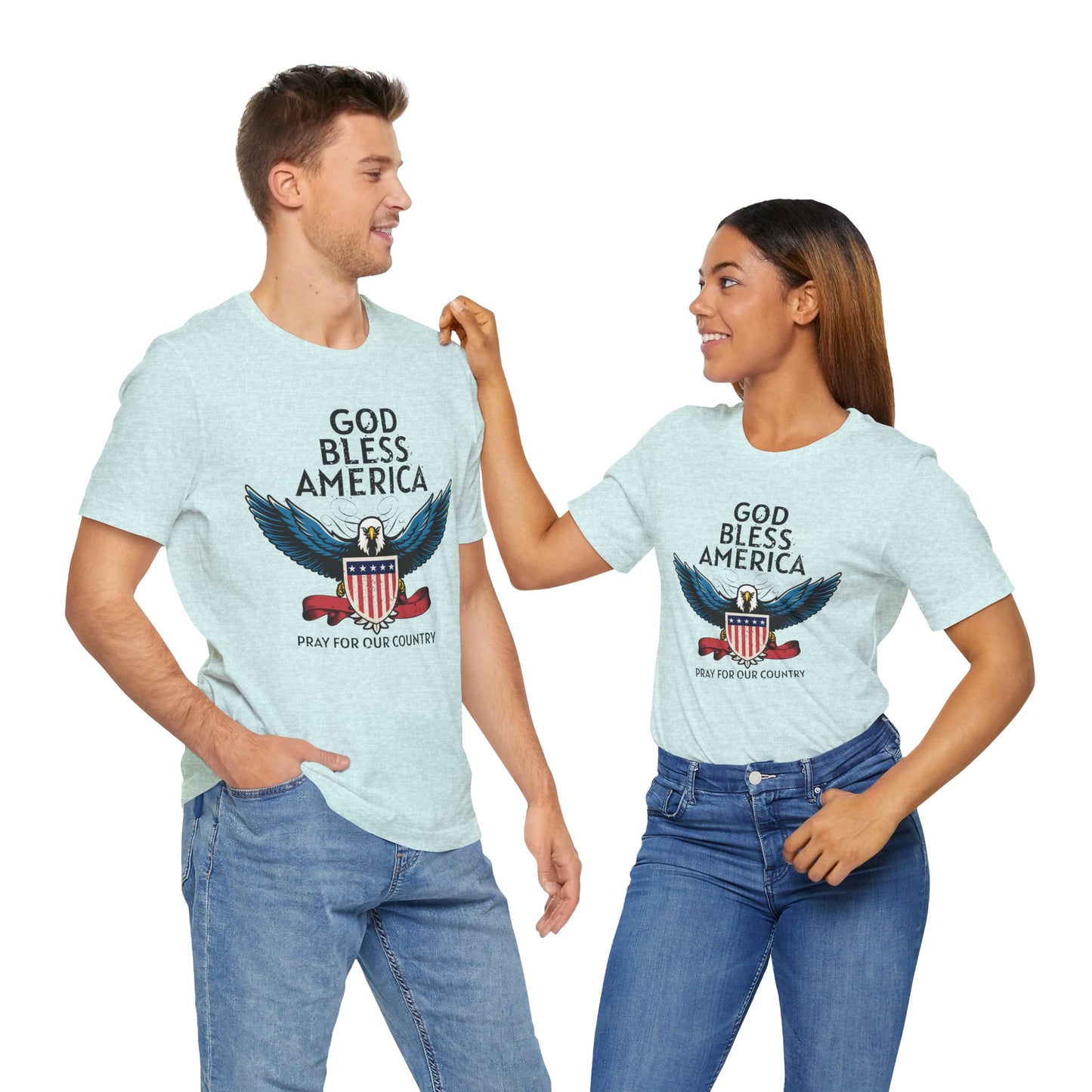 God Bless America Unisex Tee | Patriotic Shirt, American Eagle Design, Casual Wear, Independence Day, Gifts for Veterans - 13786