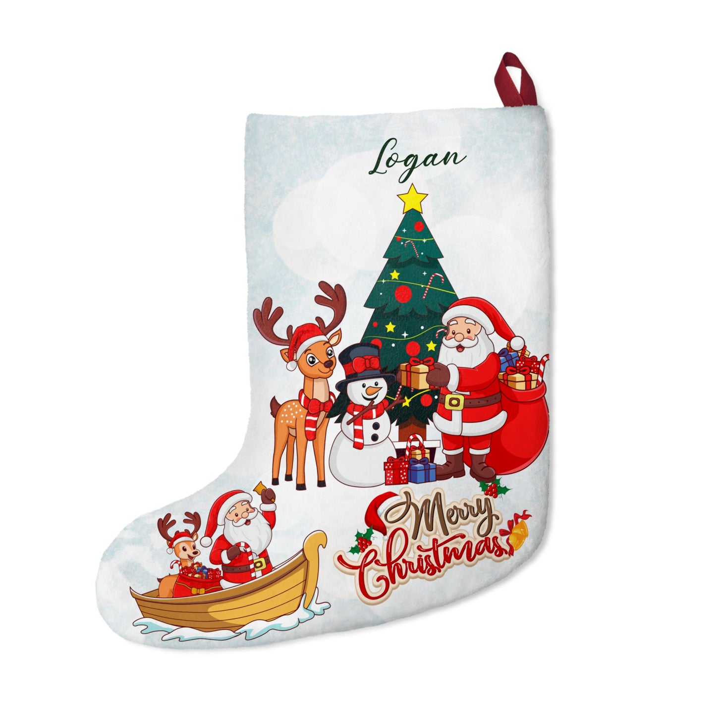 Logan, Santa's Party, Customizable - Christmas Stockings - 10436