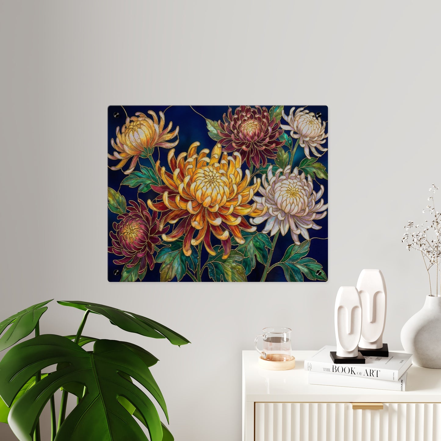 Chrysanthemum Acrylic Wall Art Panel — Floral Botanical Home Décor - 14609