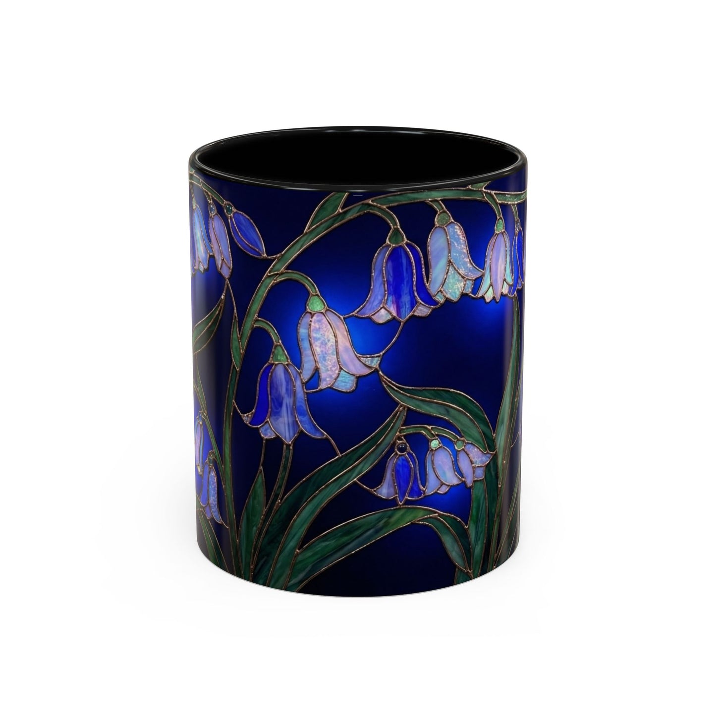 Bluebell Floral Coffee Mug – Stained Glass Design (11/15oz) - 14548