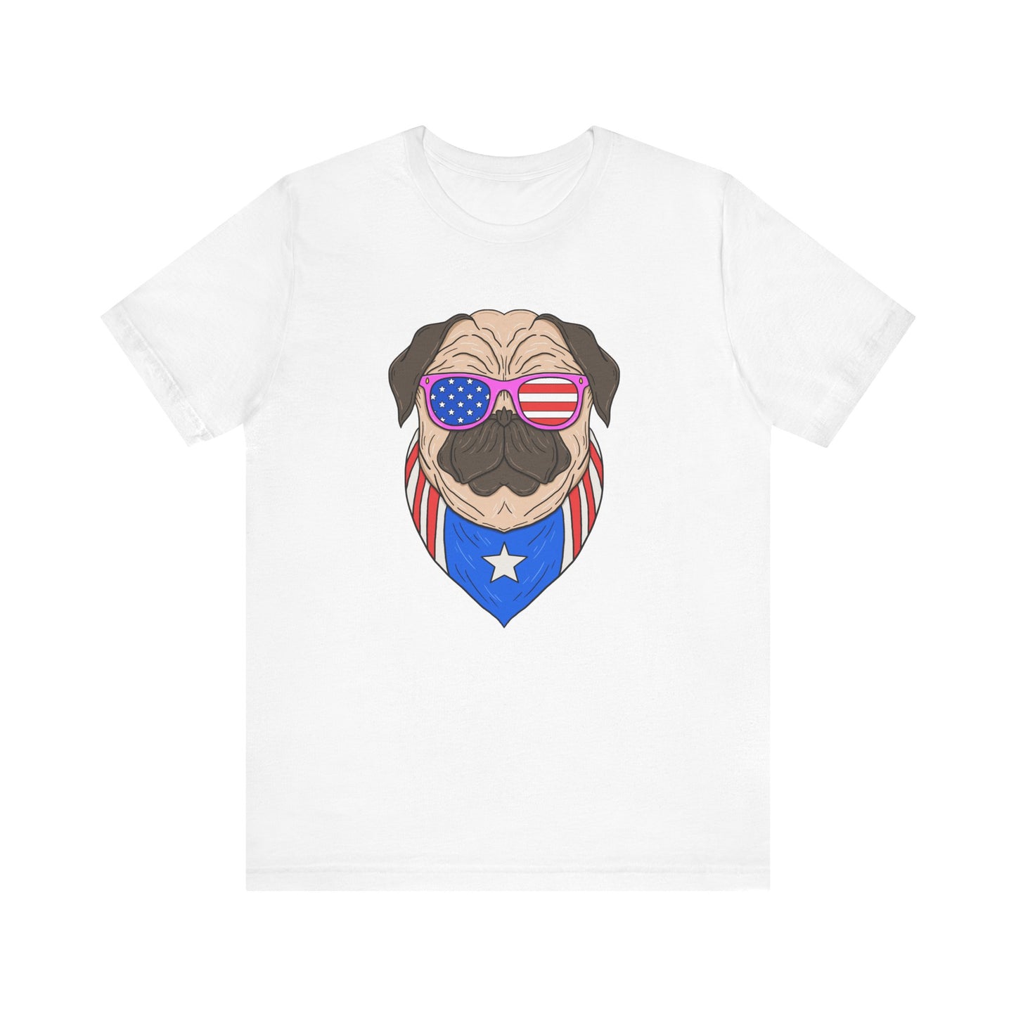 Patriotic Pug Tee, Independence Day T-Shirt, Dog Lovers Gift, Summer Casual Wear, Fun Family Outing Shirt - 13733