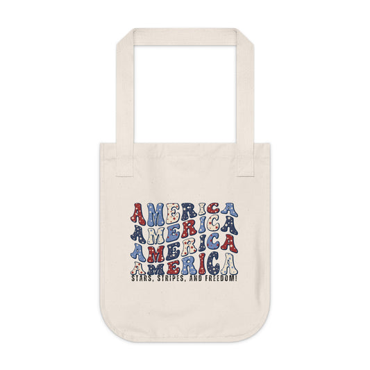 July 4th, America - Organic Canvas Tote Bag