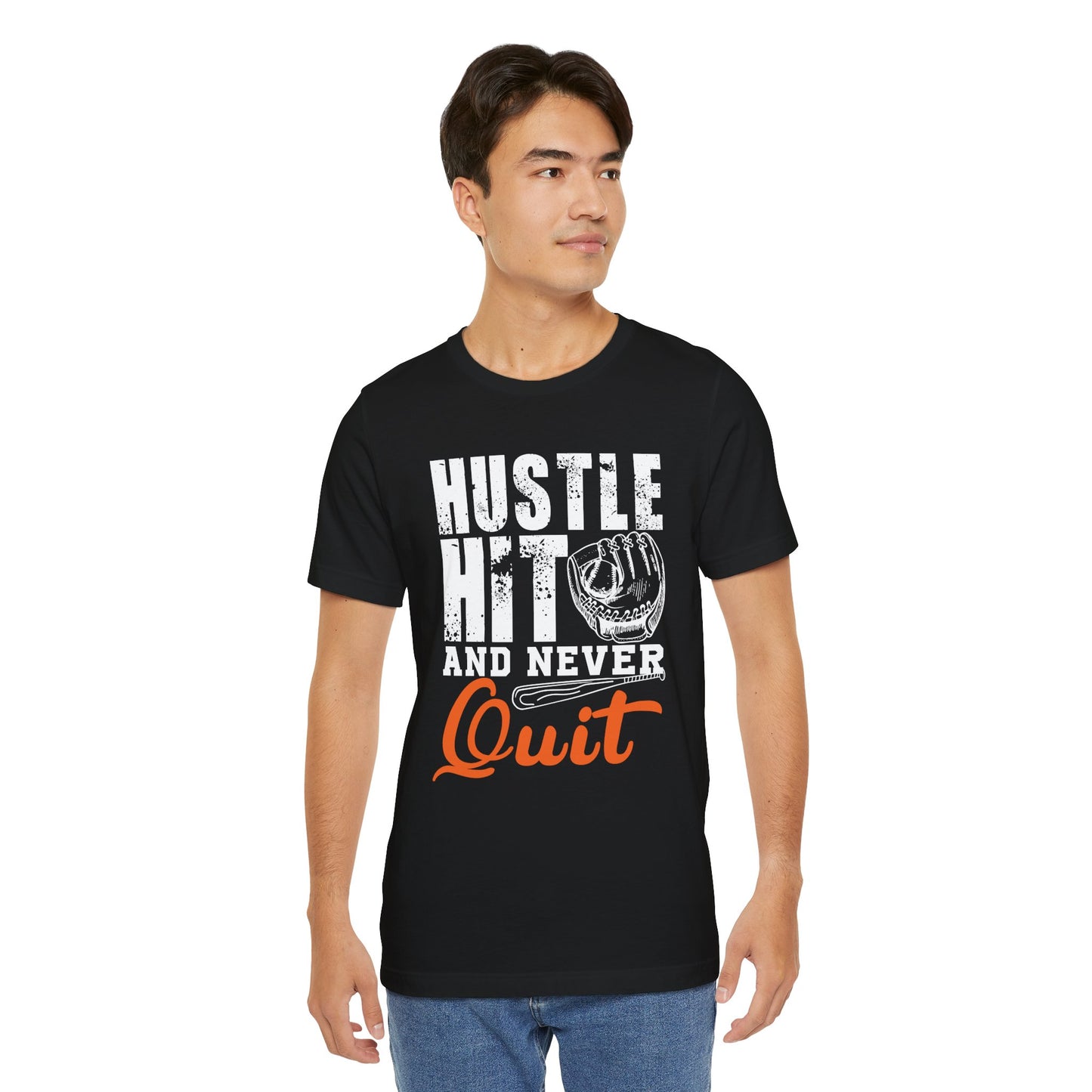 Baseball: Hustle Hit And Never Quit - Unisex Jersey Short Sleeve Tee - 13859