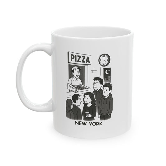 "New York: Where the only thing more crowded than the subway is the pizza joint at midnight." Ceramic Mug - 11oz/15oz - 12833