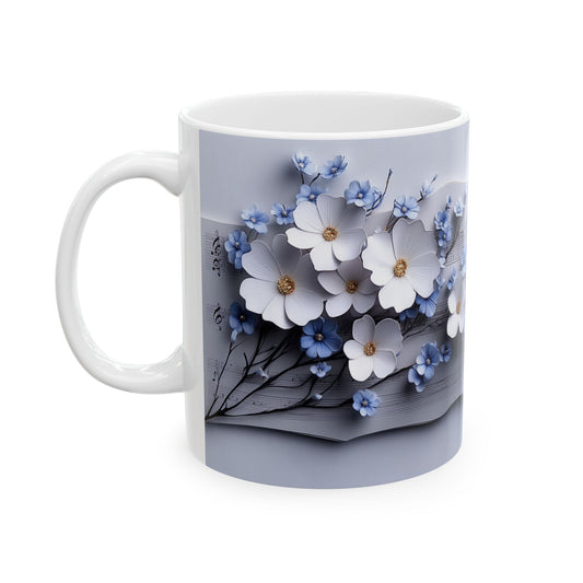 Beautiful Flowers & Music Notes, Vintage - Ceramic Mug, (11oz, 15oz) - 11481