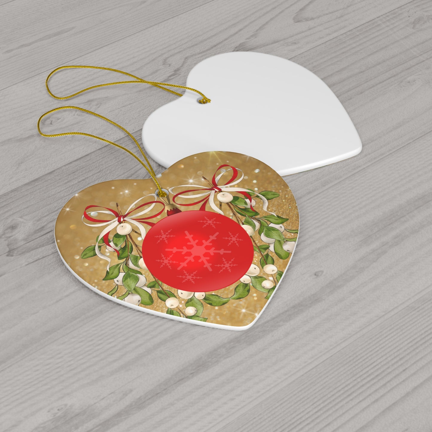 Shimmering Red - Ceramic Ornament, 4 Shapes