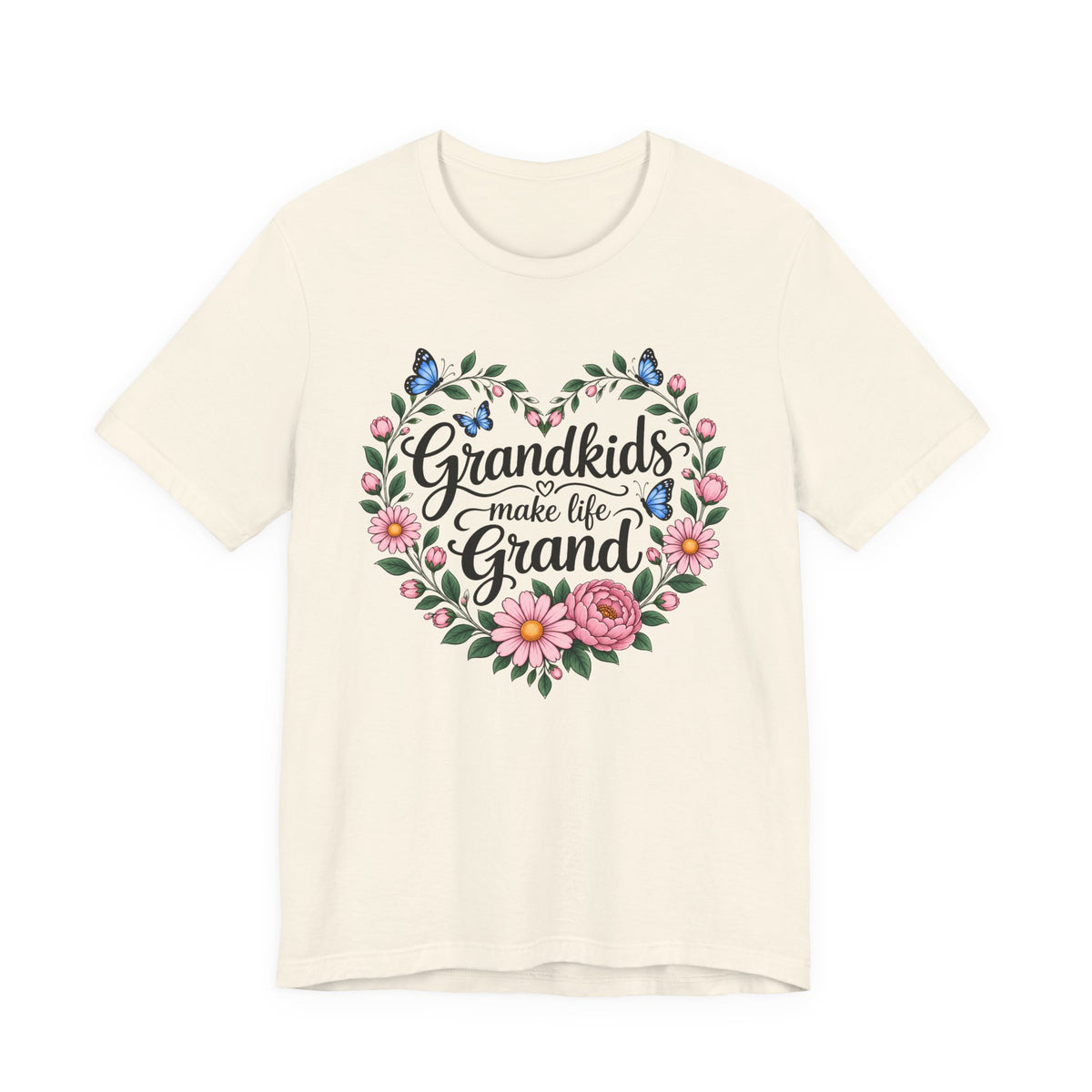 Grandkids Make Life Grand Floral T-Shirt,  Grandma Gift Tee - 14989
