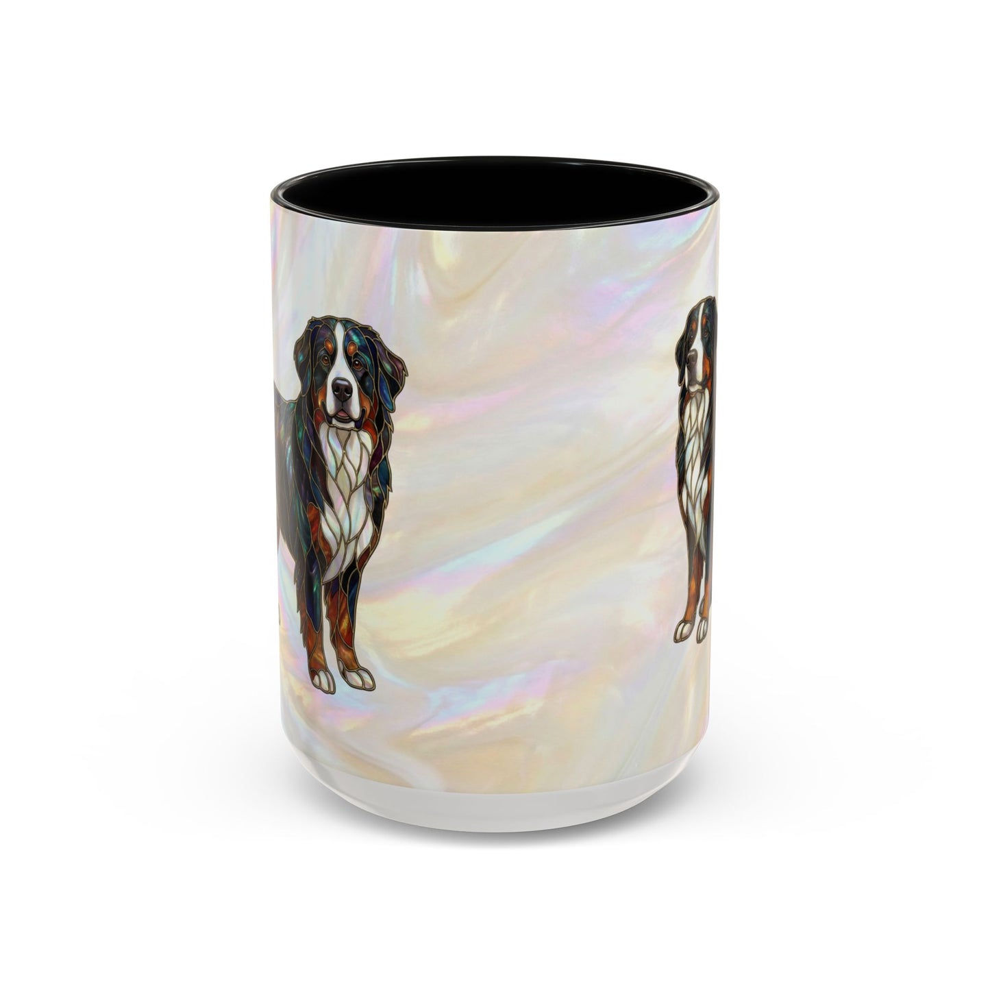 Bernese Mountain Dog Accent Coffee Mug — Stained Glass Design (11/15 oz) - 14617