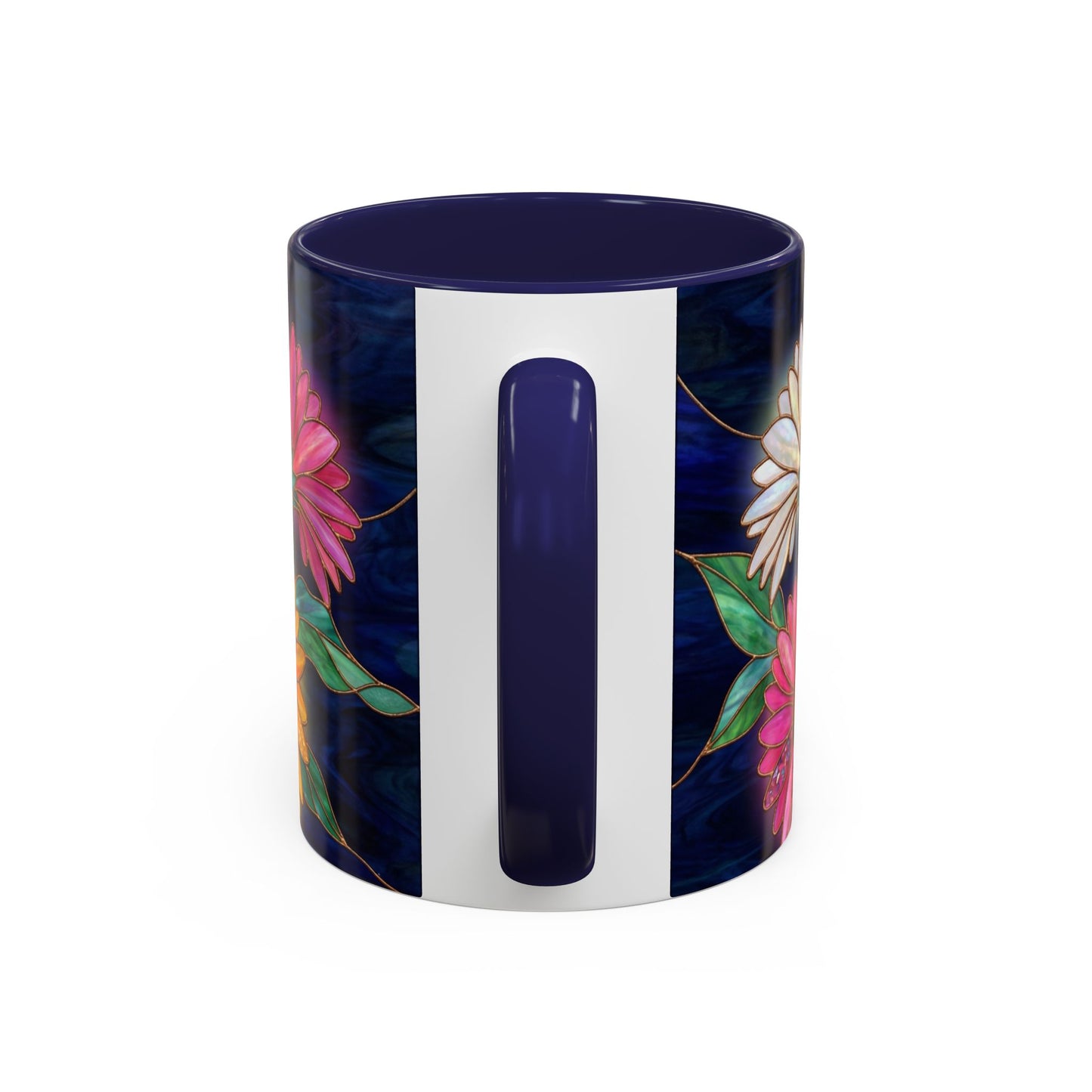 Gerbera Daisy Floral Accent Coffee Mug — Stained Glass Design (11/15 oz) - 14568