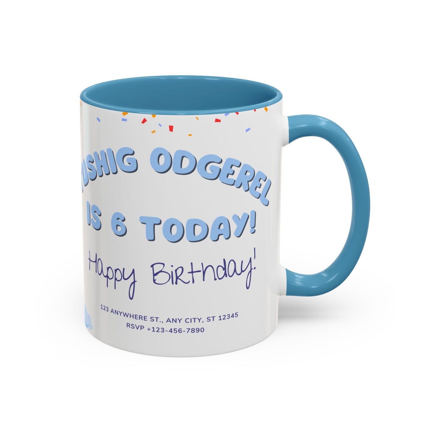 Happy 6th Birthday to A Boy Pilot, Details Customizable - Accent Coffee Mug (11, 15oz) - 11233