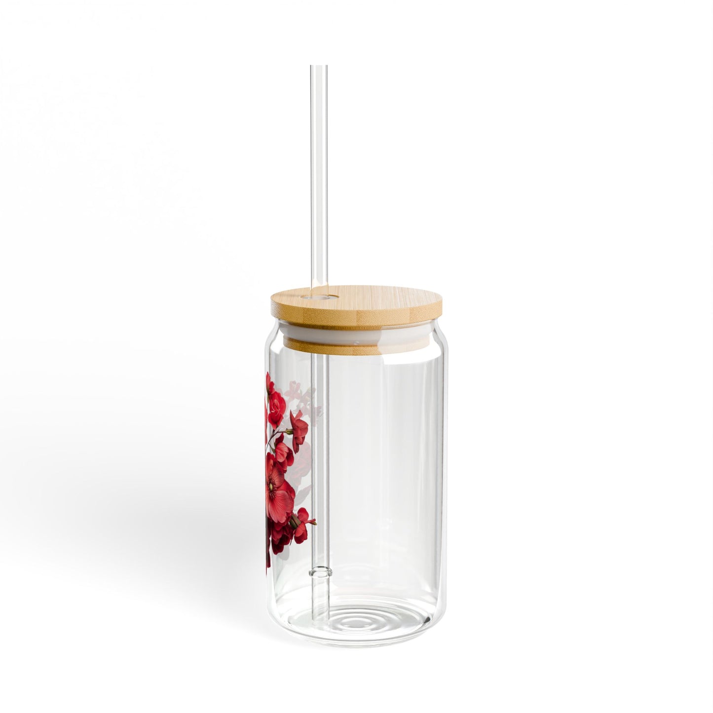 Passionate Red Flowers,  Customizable - Sipper Glass, 16oz