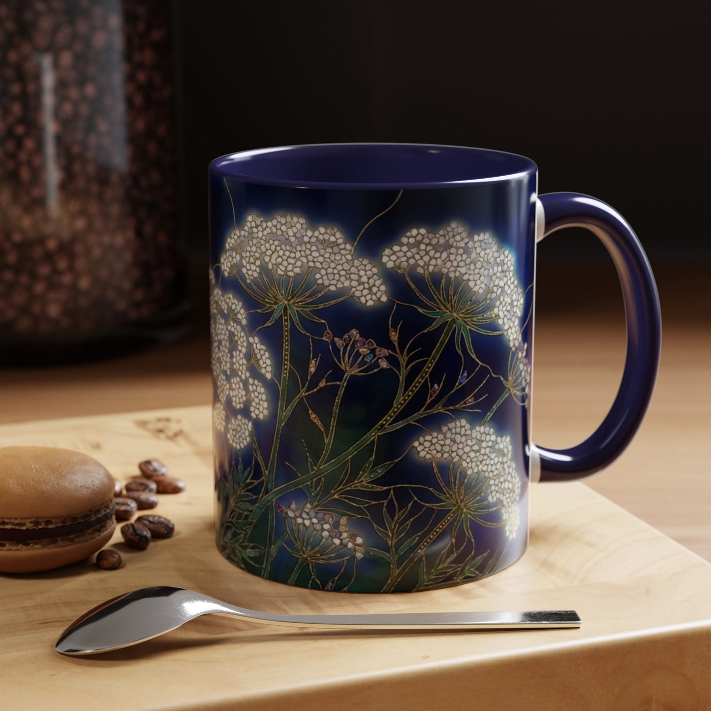 Queen Anne's Lace Floral Coffee Mug — Stained Glass Design (11/15oz) - 14583