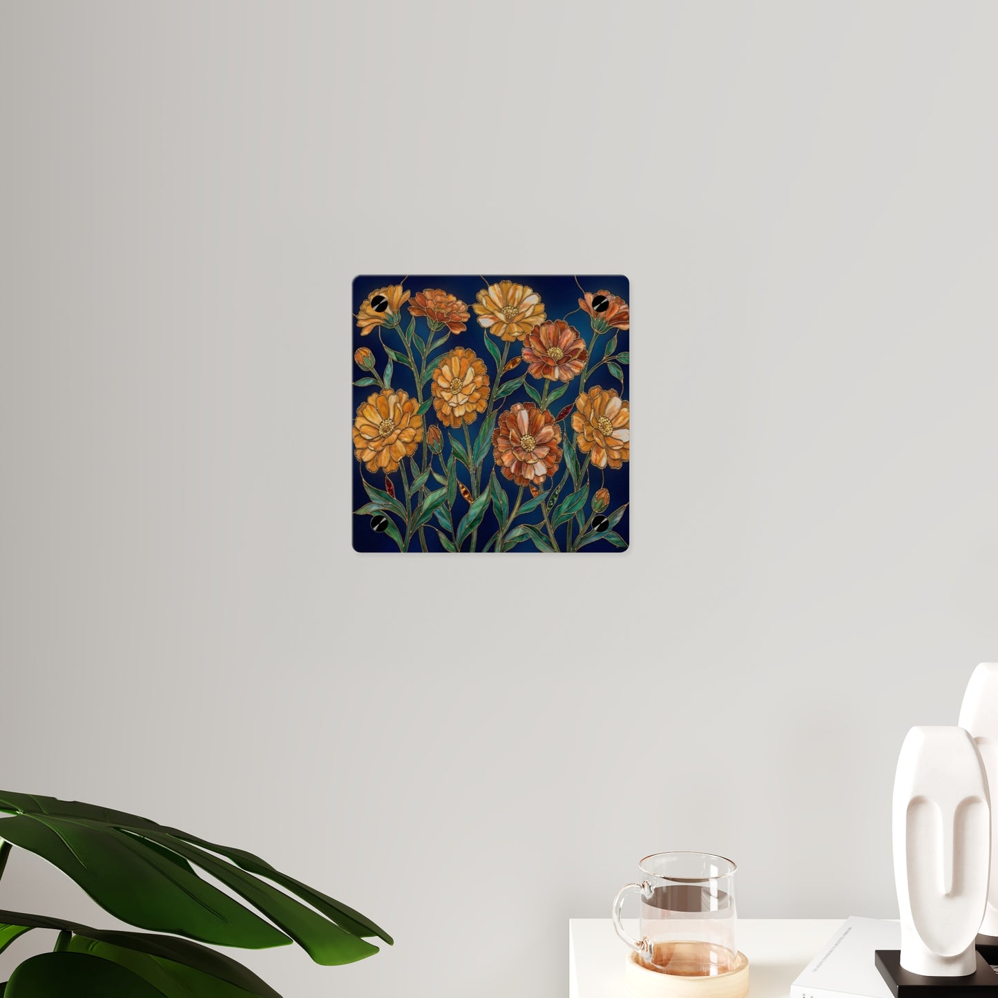 Marigold Bloom Acrylic Wall Art Panel — Botanical Floral Home Decor - 14608