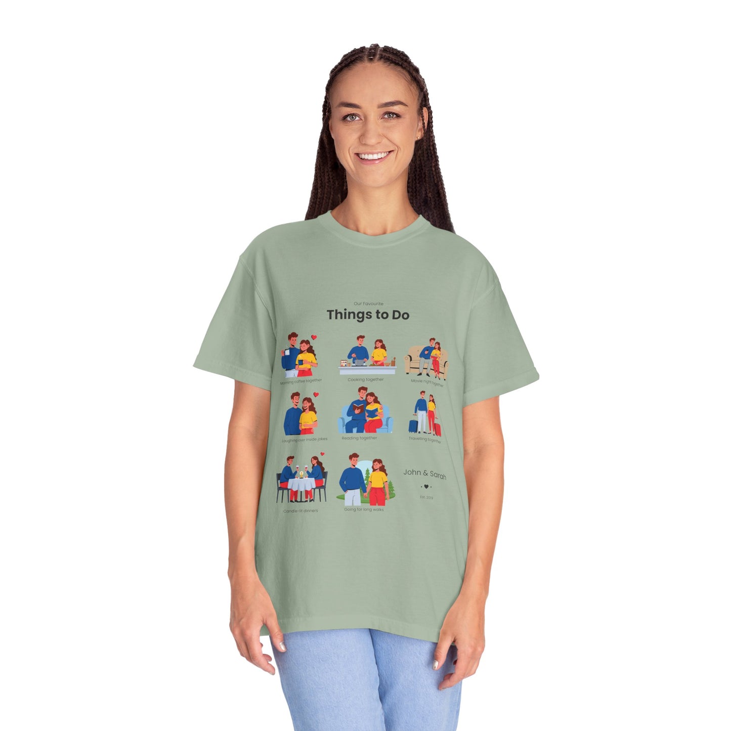 Our Favourite Things to Do Together – Personalised Valentine’s Illustration T-Shirt Gift - 14722