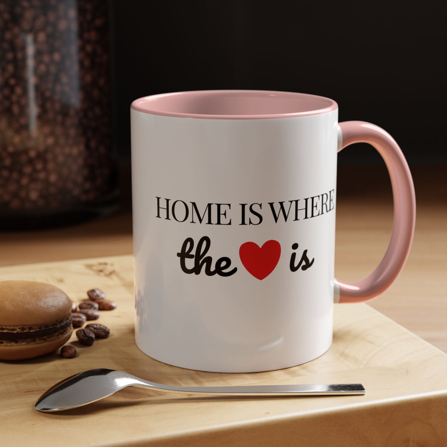 "Home is Where the Heart is" Coffee Mug —  Minimal Accent Ceramic Mug (11/15oz) - 14684