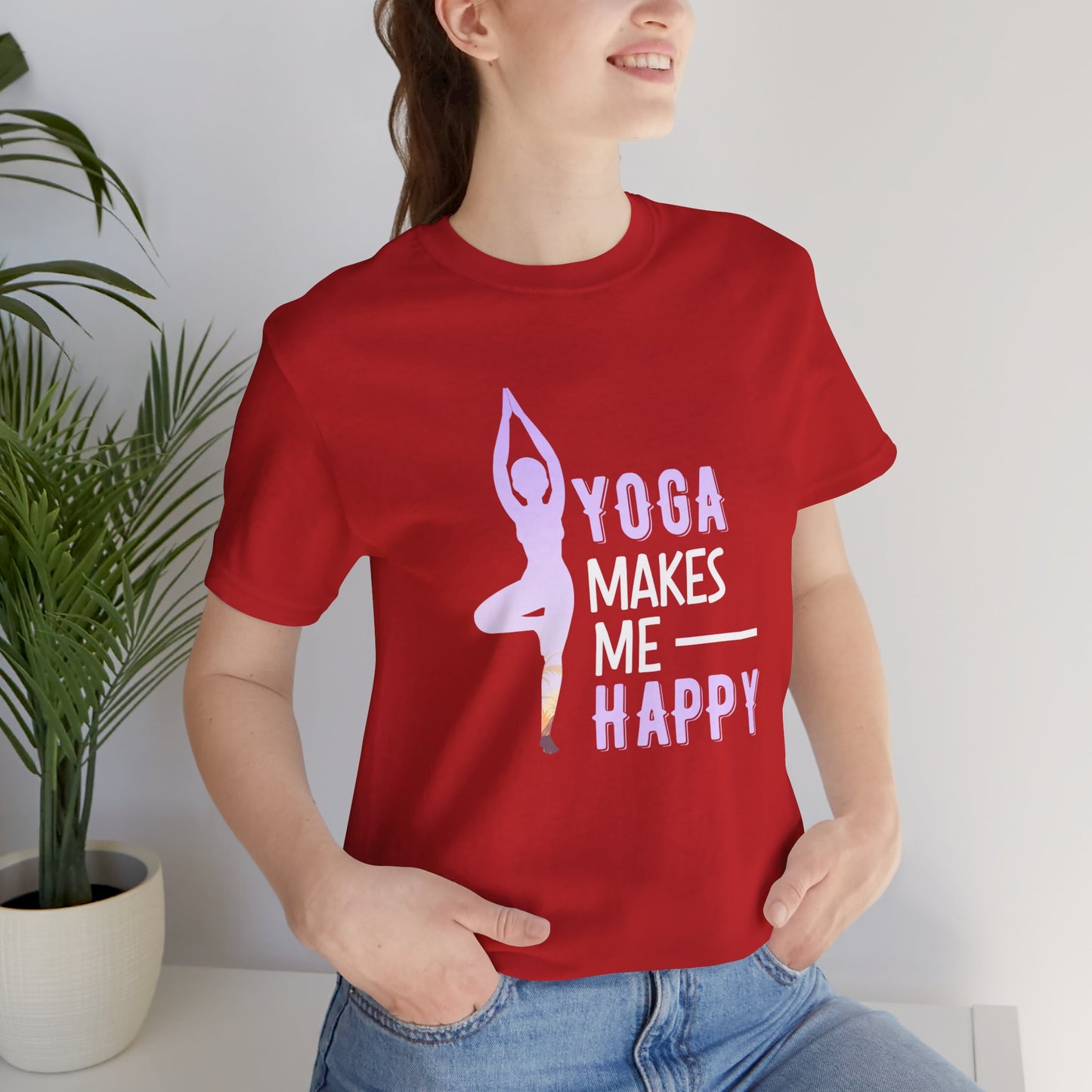 Yoga Makes Me Happy - Unisex Jersey Short Sleeve Tee