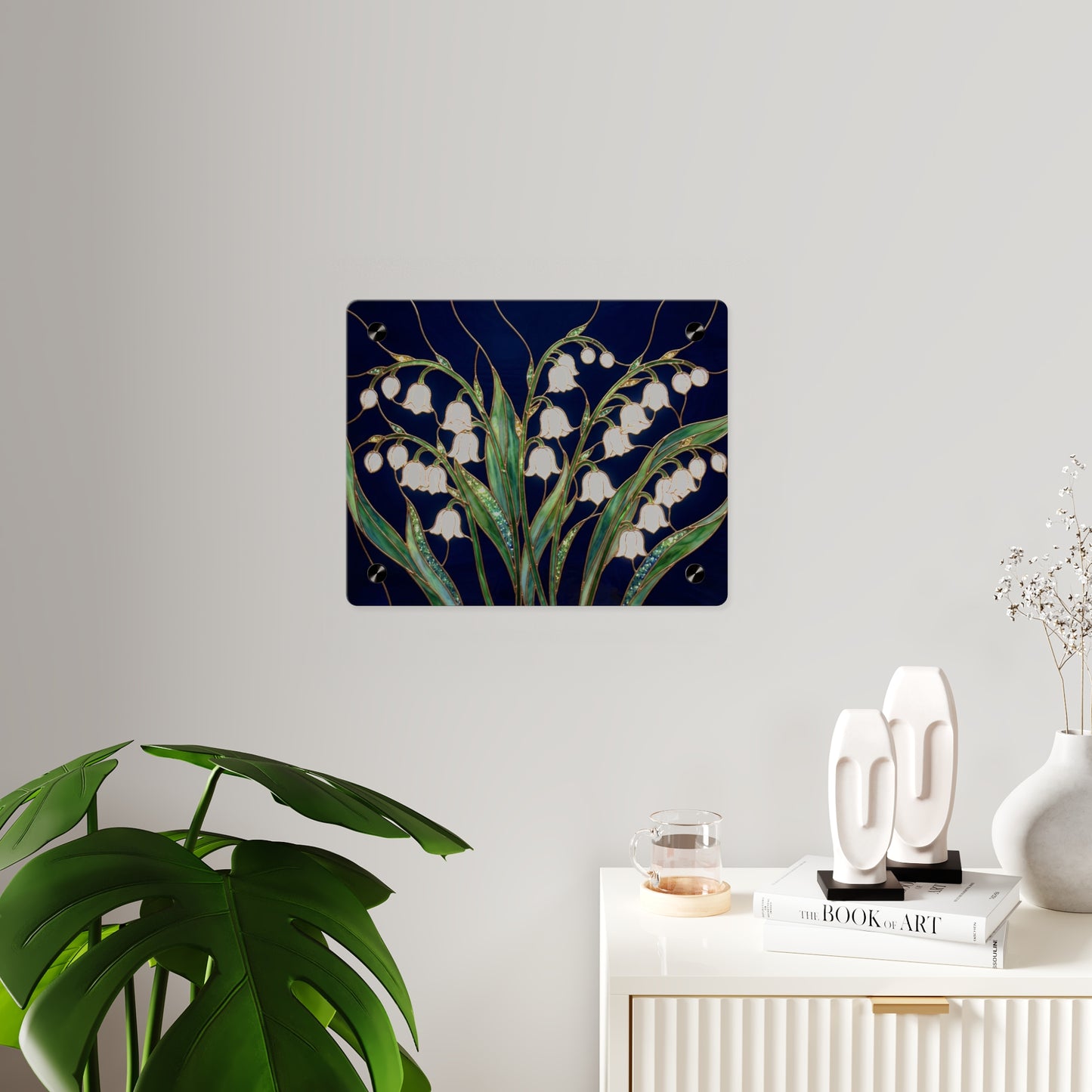 Lily of the Valley Acrylic Wall Art Panel — Botanical Floral Home Decor - 14603