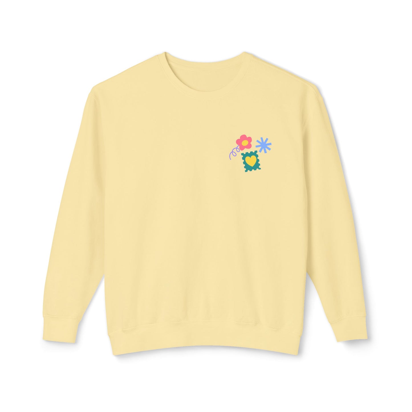 Flowers, Heart, Rainbow, Happy Face - Unisex Lightweight Crewneck Sweatshirt - 11485