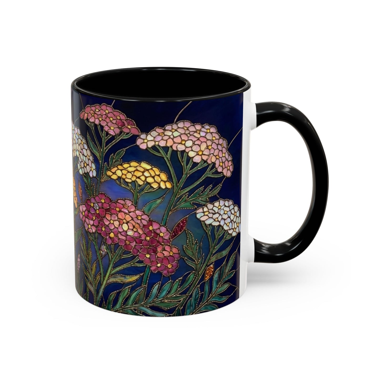 Yarrow Floral Accent Coffee Mug — Stained Glass Design (11/15oz) - 14590