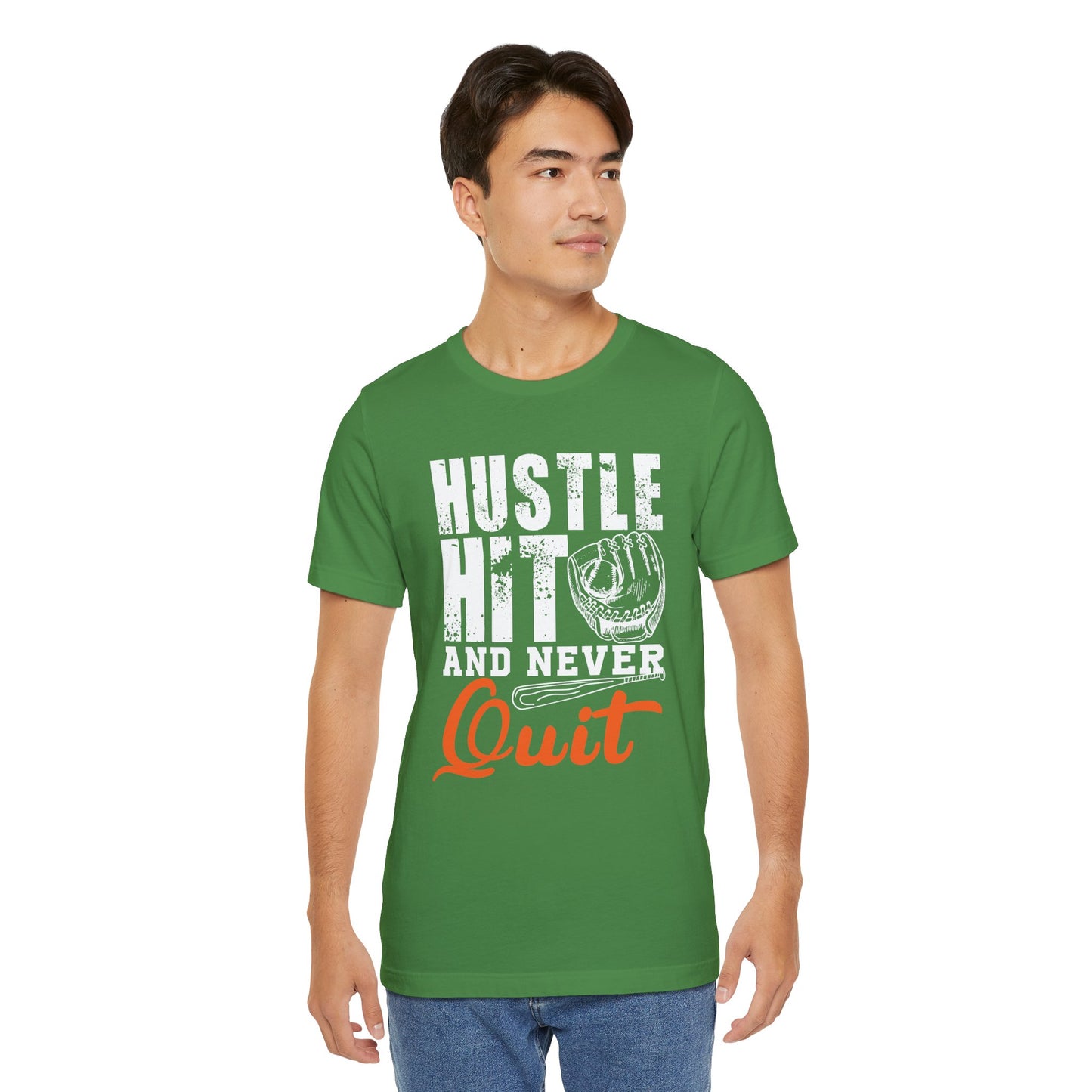 Baseball: Hustle Hit And Never Quit - Unisex Jersey Short Sleeve Tee - 13859